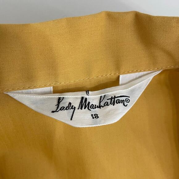 Vintage 1950s Womens Blouse Dagger Collar Button Up Dress Shirt Mustard Balloon - Picture 7 of 13